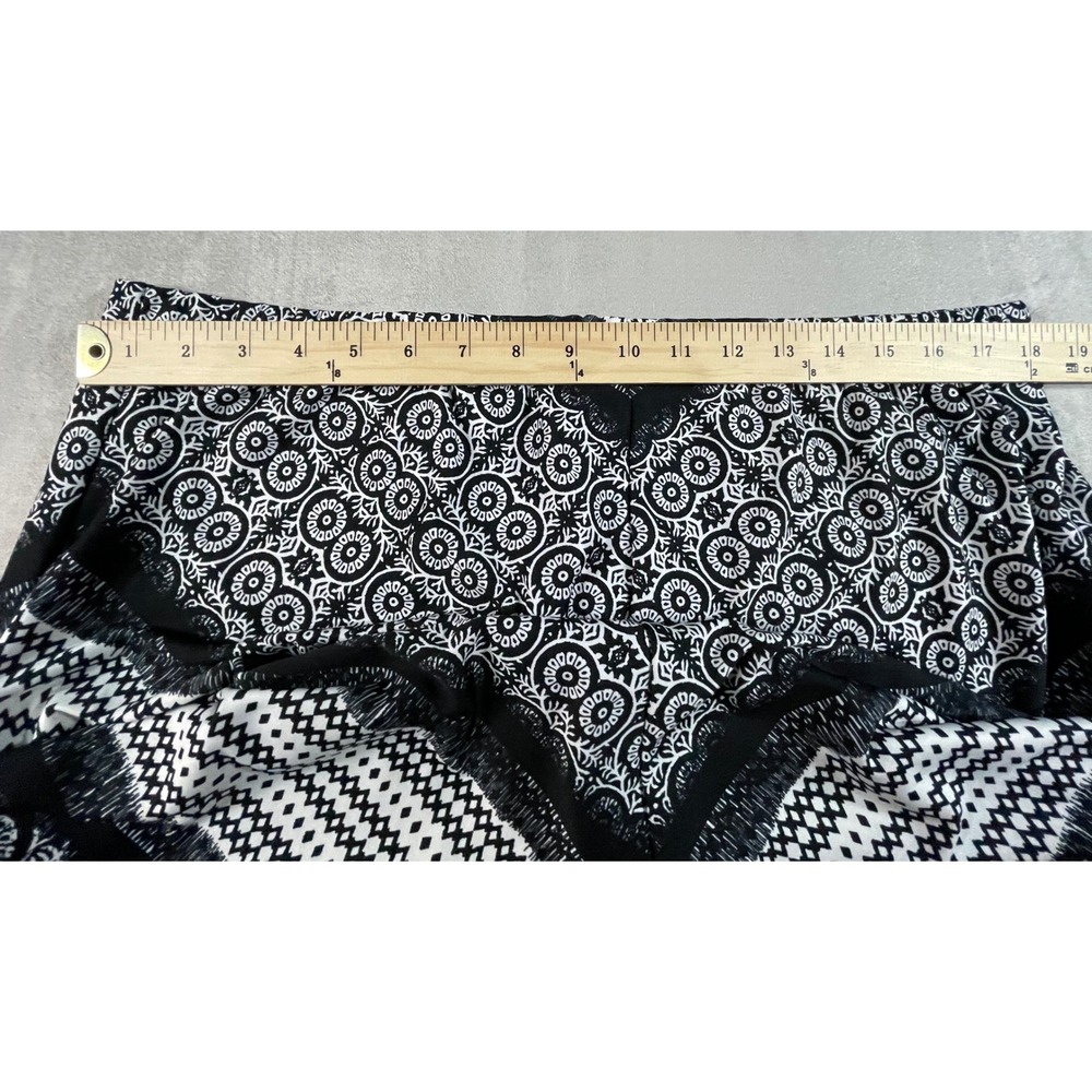 NY Collection Skirt Women PXL Black White Handkerchief Hem Paisley Boho - Picture 3 of 9